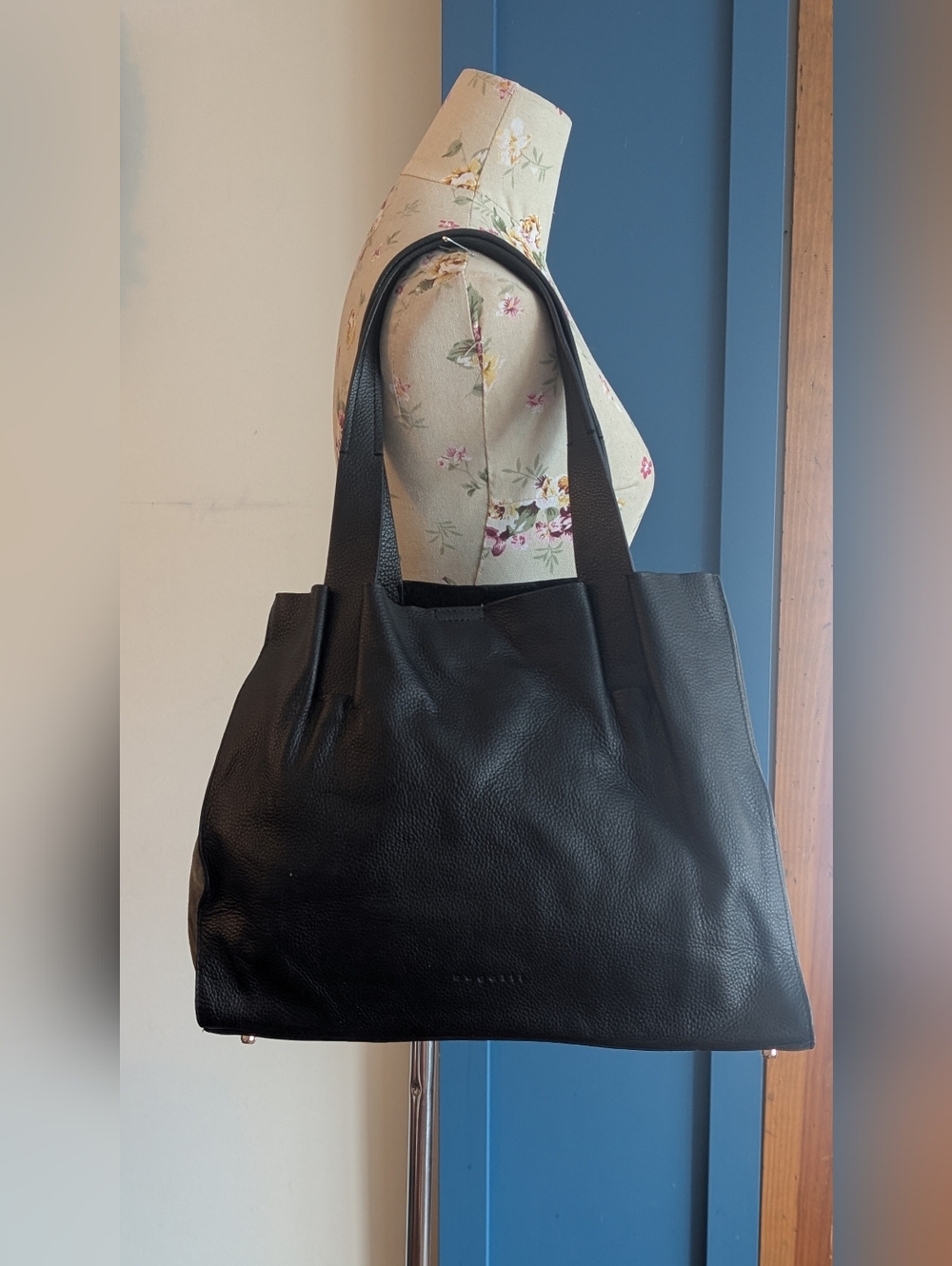 Bugatti Minimalist Gray Suede & Leather Tote